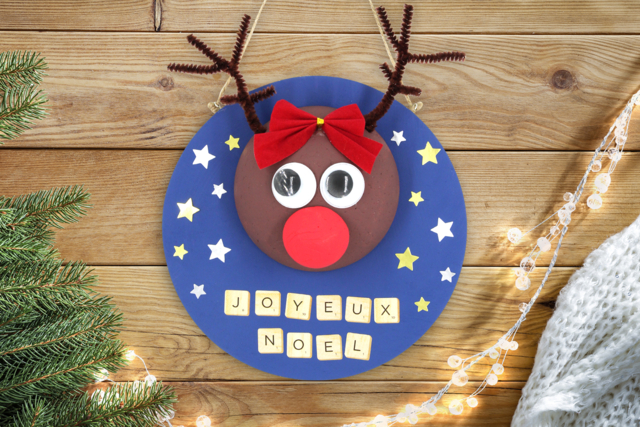 Tableau renne de Noël 3D - Cordes & ficelles naturelles - 10doigts.fr
