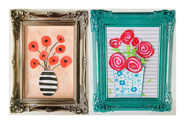 tableau vases de fleurs - Cadres en carton - 10doigts.fr