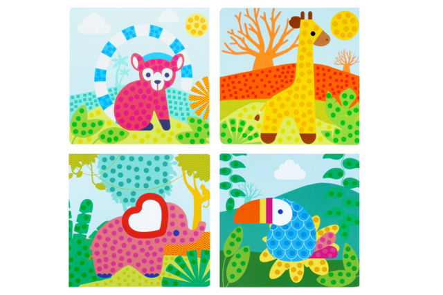 tableaux gommettes animaux - Kits créatifs avec gommettes : le plein d’idées pour les petits artistes - 10doigts.fr