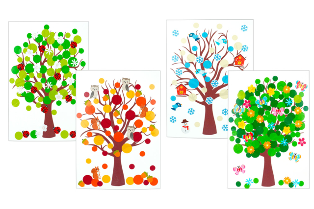 tableaux gommettes fleurs papillons - Gommettes pédagogiques : apprendre, grandir et s'éveiller par le jeu - 10doigts.fr