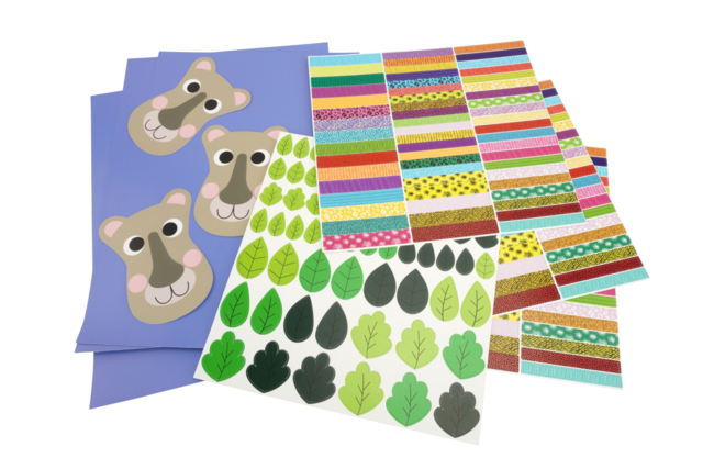 Tableaux Lion en bandelettes de papier - 1 set (4 tableaux)  - Activités collage et formes à coller - 10doigts.fr