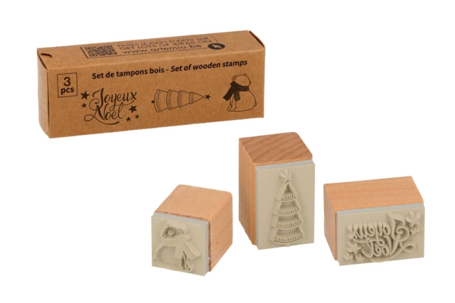 Tampons bois Noel - 3 pcs - Tampons pour encres et peintures : la créativité à l'infini - 10doigts.fr