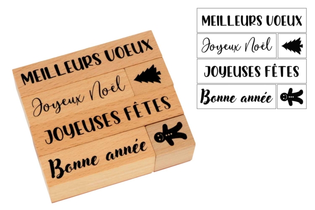 Tampons bois Noël - 6 pièces - Tampons pour encres et peintures : la créativité à l'infini - 10doigts.fr