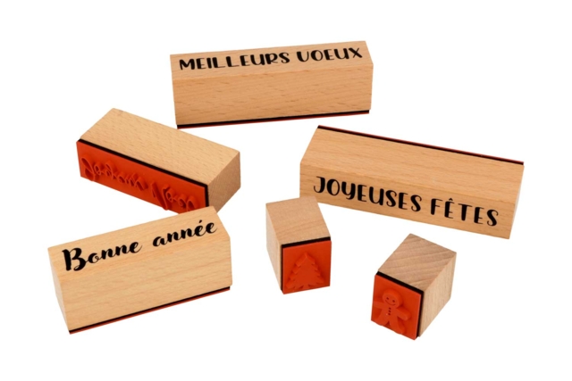 Tampons bois Noël - 6 tampons assortis - Tampons pour encres et peintures : la créativité à l'infini - 10doigts.fr