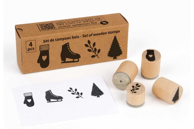 Tampons noel en bois - 4 pièces - Pochoirs et tampons de Noël - 10doigts.fr