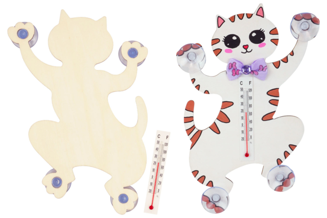 THERMOMETRE CHAT - Kits animaux et nature : créez votre propre univers sauvage - 10doigts.fr