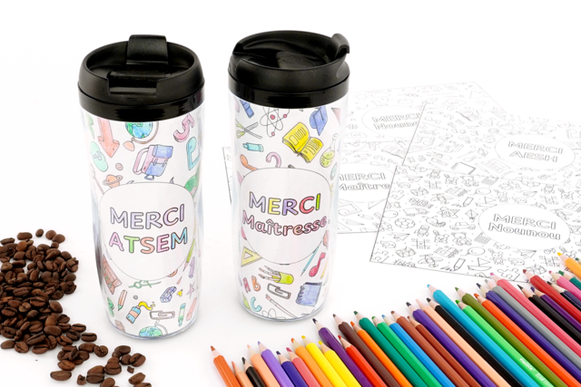 Thermos merci maîtresse, maître, ATSEM, AESH, nounou - Plastique Transparent - 10doigts.fr
