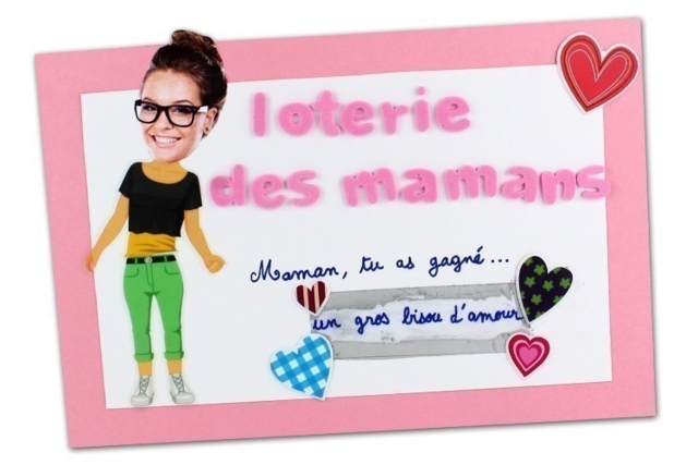 Ticket de loterie pour la fête des mères - Papier métallisé, pailleté - 10doigts.fr