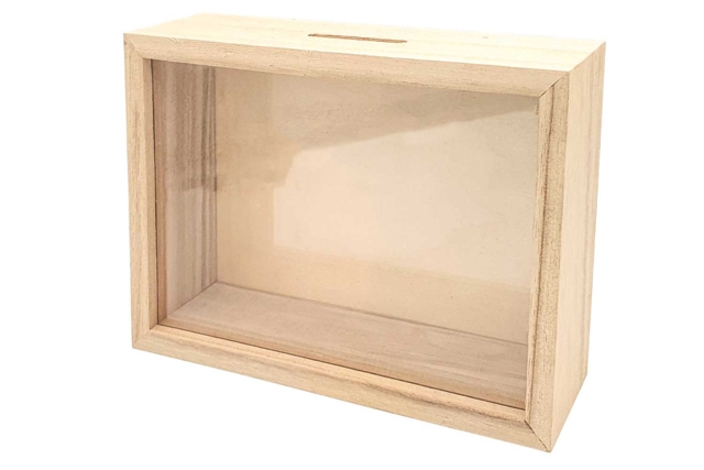 Tirelire Boite bois - Objets en bois à décorer pour le bureau - 10doigts.fr