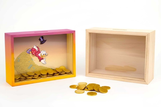 tirelire en bois avec vitrine - Objets en bois à décorer pour le bureau - 10doigts.fr