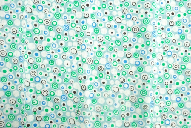 tissu coupon cercles verts bleu - Coupons de tissus - 10doigts.fr