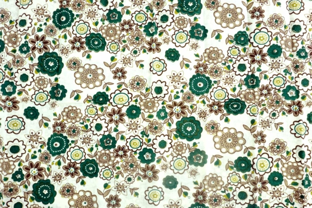 tissu en coton fleurs vertes - Coupons de tissus - 10doigts.fr