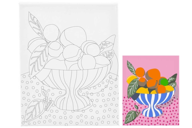 Toile imprimée 24 x 30 cm - Les fruits - Peinture aux numéros : découvrez l'art du tableau numéroté pour tous - 10doigts.fr