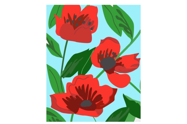 Toile imprimée à peindre - Les coquelicots - Châssis et Cartons toilés - 10doigts.fr