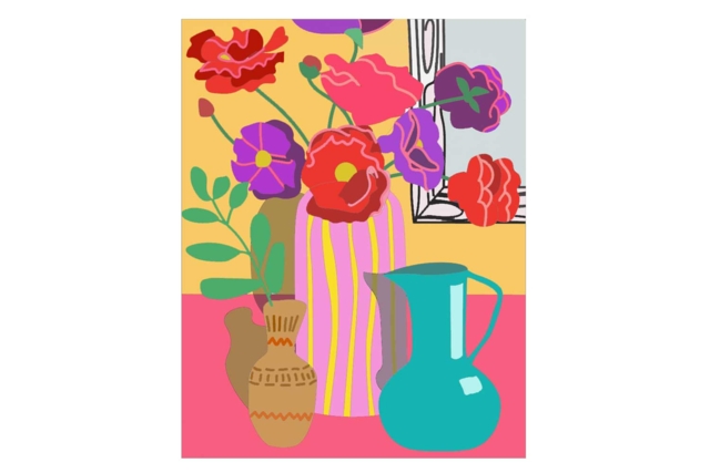 Toile imprimée à peindre - Les vases - Peinture aux numéros : découvrez l'art du tableau numéroté pour tous - 10doigts.fr