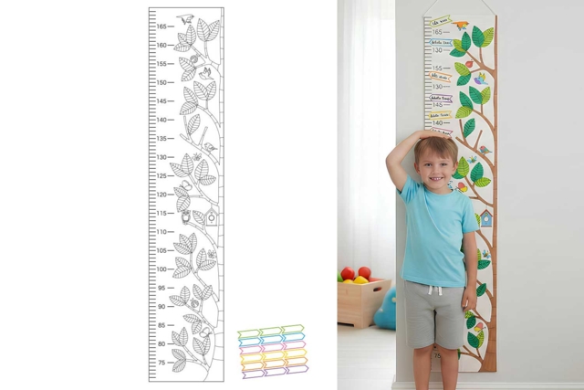 Toise à colorier en carte forte + planche d'étiquettes - Livres de coloriage et dessins : pour apprendre et s'évader - 10doigts.fr