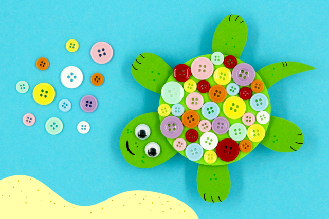 Tortue avec des boutons - Boutons fantaisie et décoratifs pour tous vos DIY - 10doigts.fr