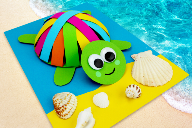 Tortue en papier - Papiers colorés - 10doigts.fr
