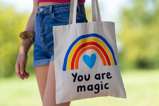 tote bag déco peinture - Coton, lin - Textiles - 10doigts.fr