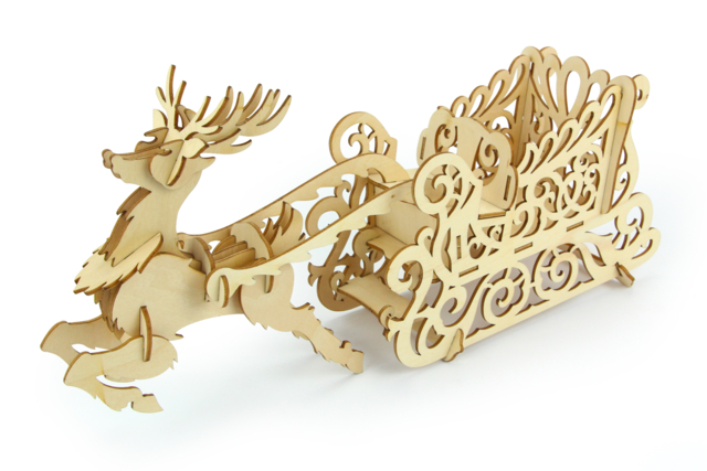 traineau à monter en bois - Décorations de Noël en bois à décorer - 10doigts.fr
