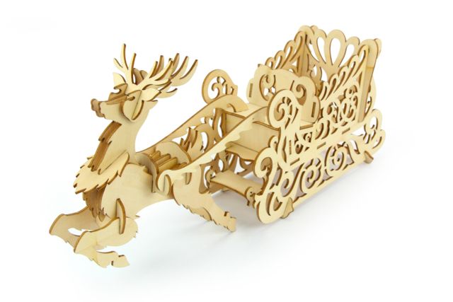 TRAINEAU CERF - Décorations de Noël en bois à décorer - 10doigts.fr
