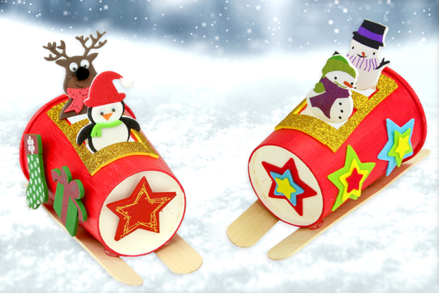 Traîneau de Noël - Stickers mousse : donnez du volume à vos créations - 10doigts.fr