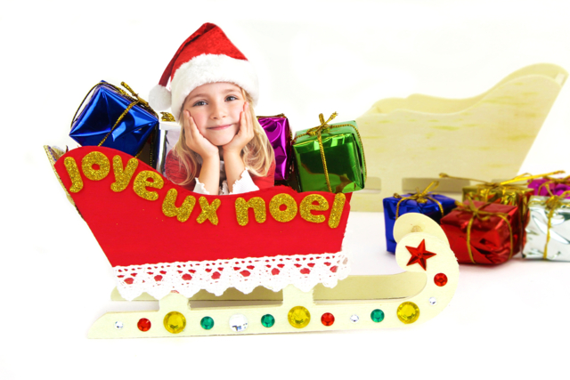 Traineau de Noël à personnaliser avec une photo - Petites décorations de Noël - 10doigts.fr