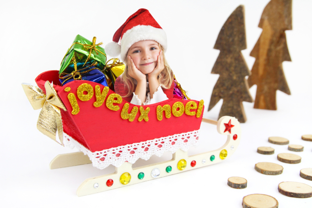 Traineau de Noël à personnaliser avec une photo - Nœuds et rubans pour toutes vos créations - 10doigts.fr