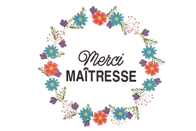Transfert textile "Merci Maitresse"  - Transferts et Thermocollants - 10doigts.fr