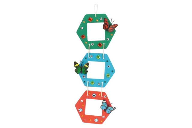 Trios de petits cadres photo hexagonal - Cadres photo en bois à décorer - 10doigts.fr