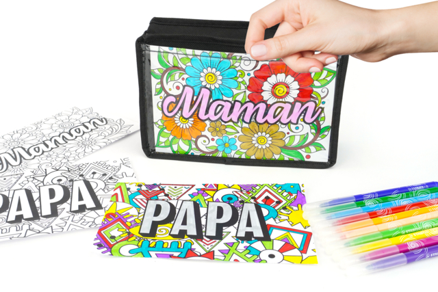Trousse de toilettes PAPA / MAMAN - Sacs et trousses en tissu à personnaliser : vos supports de création textile - 10doigts.fr