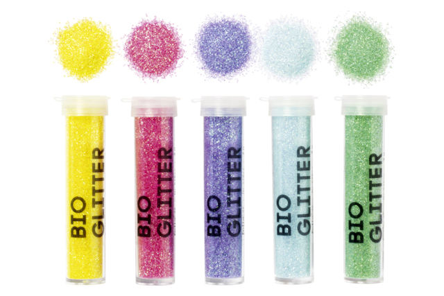 tubes paillettes biodégradables 5 couleurs - Paillettes - 10doigts.fr