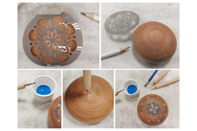 tuto mandala dots - Pochoirs pour s'initier au dessin et à la peinture - 10doigts.fr