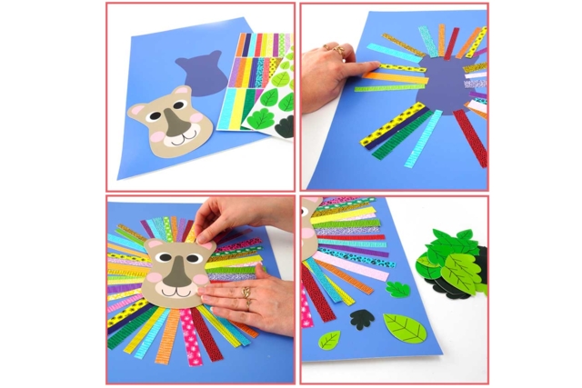 tuto tableau lion - Activités collage et formes à coller - 10doigts.fr