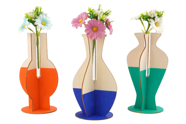 vase en bois fleurs fête des mères - Objets en bois à décorer pour la maison - 10doigts.fr