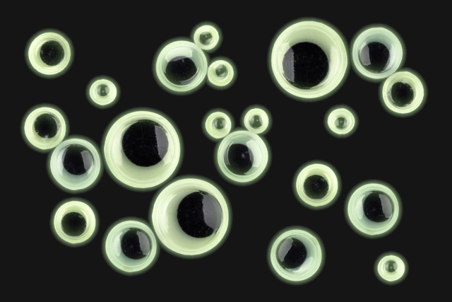 yeux phosphorescents adhésifs - Yeux mobiles - 10doigts.fr