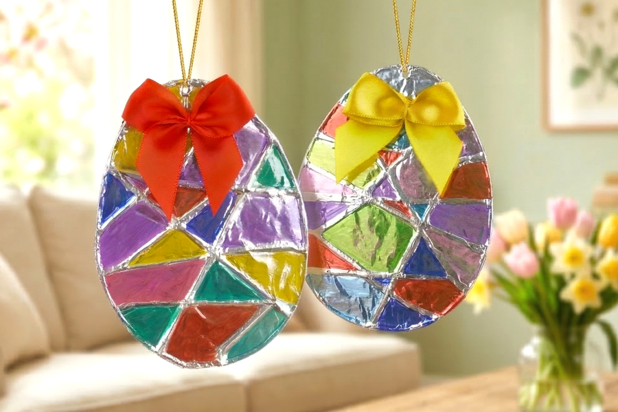 Oeufs de Pâques avec du papier aluminium (Foil Art)