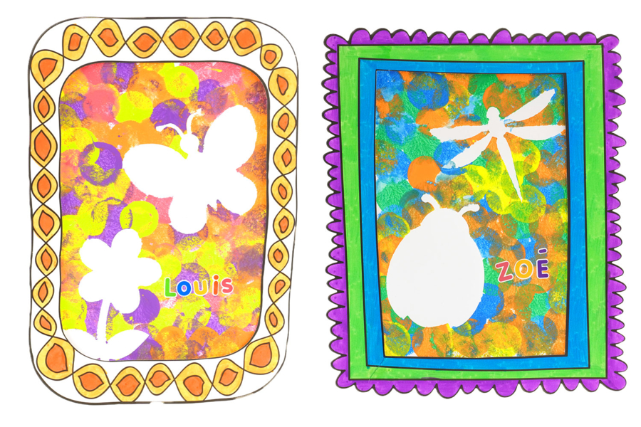 Tableau de printemps avec des pochoirs